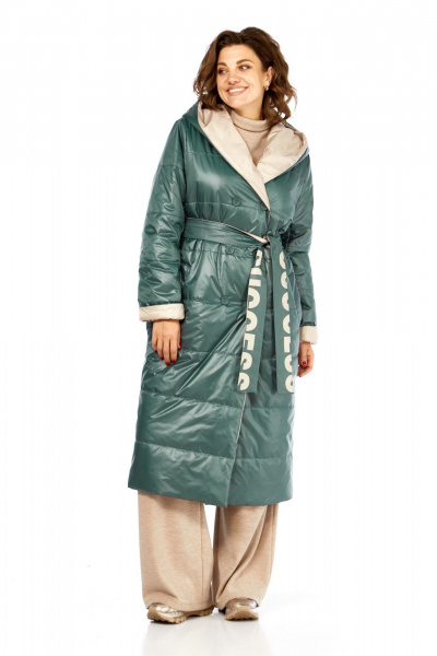 Пальто Диомант 1893 бежевый-зеленый - фото 10