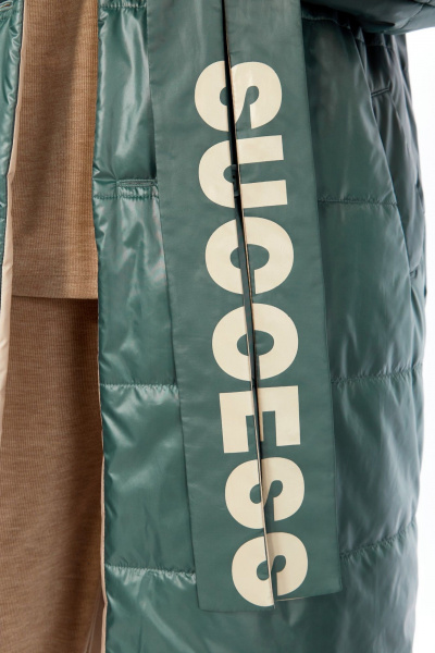 Пальто Диомант 1893 бежевый-зеленый - фото 3