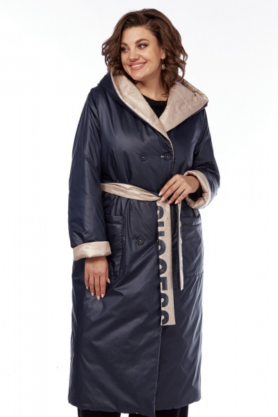 Пальто Диомант 1893 синий-бежевый - фото 15