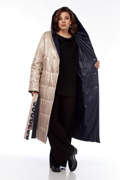 Пальто Диомант 1893 синий-бежевый - фото 14