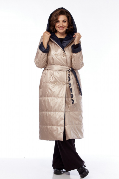 Пальто Диомант 1893 синий-бежевый - фото 11