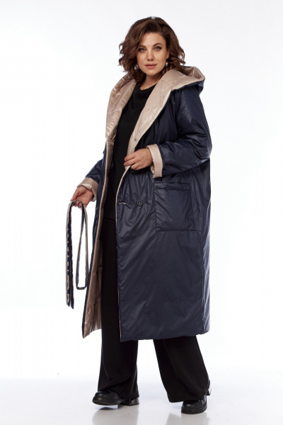 Пальто Диомант 1893 синий-бежевый - фото 9