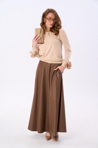 Джемпер, юбка NikVa 557-7 капучино_шоколад - фото 7