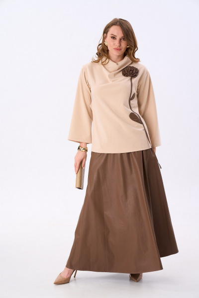 Джемпер, юбка NikVa 952-3 капучино_шоколад - фото 2