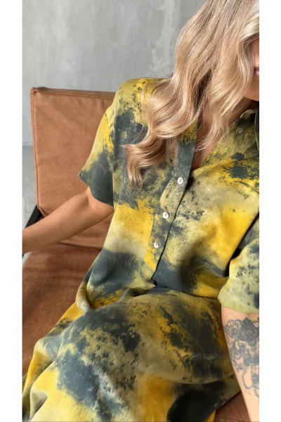 Платье Erika 1535-2 желто-зеленый - фото 2