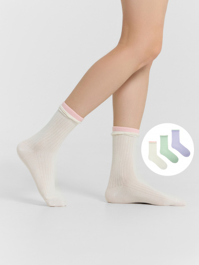 Носки Mark Formelle 430A-3166/B3-253430A молочный_св.эвкалипт_св.лаванда_рис.3166 - фото 1