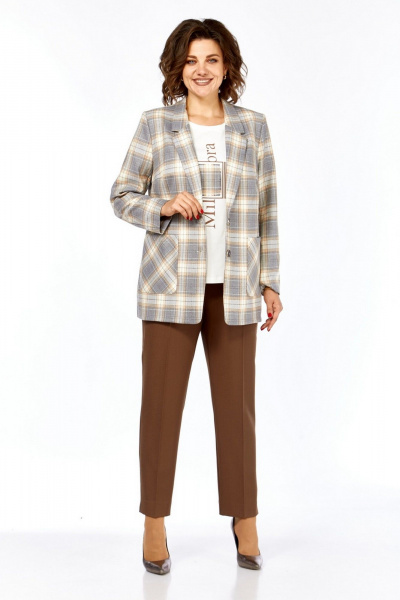 Брюки, жакет Милора-стиль 1198/1 серый+шоколад - фото 9