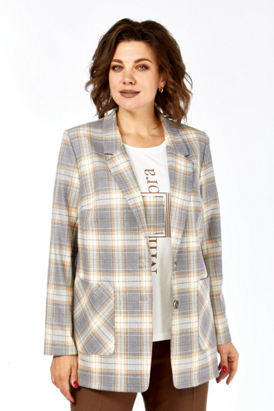 Брюки, жакет Милора-стиль 1198/1 серый+шоколад - фото 5