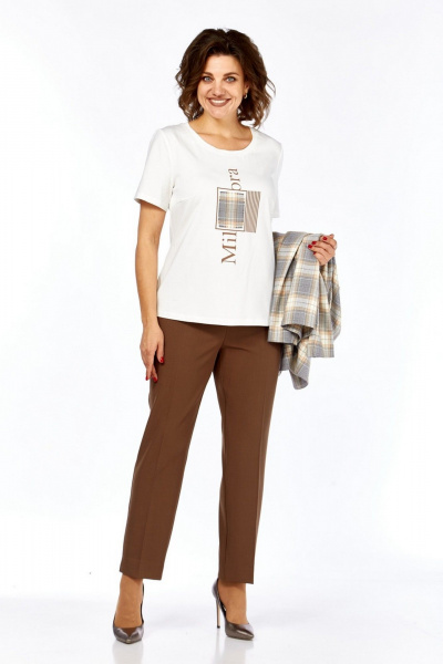 Брюки, жакет Милора-стиль 1198/1 серый+шоколад - фото 3