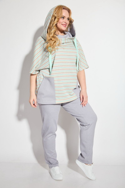 Брюки, джемпер Michel chic 1227 серый+бирюза - фото 3