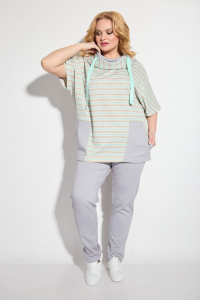 Брюки, джемпер Michel chic 1227 серый+бирюза - фото 2