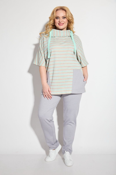 Брюки, джемпер Michel chic 1227 серый+бирюза - фото 1