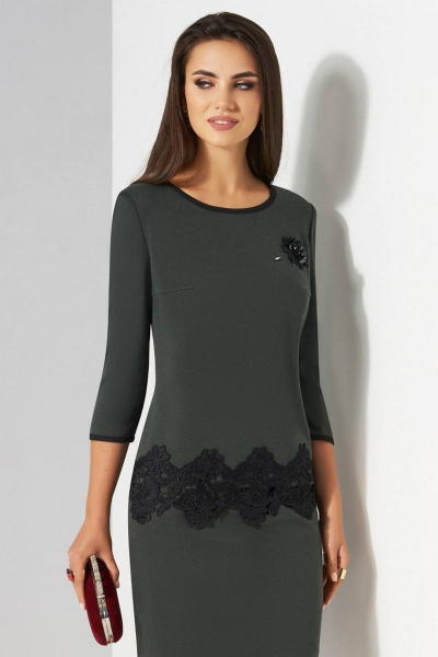 Свитшот, юбка Lissana 3489 хаки/черный - фото 2