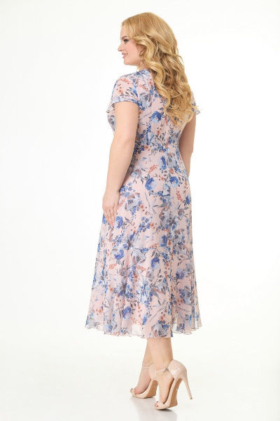 Платье прилегающего силуэта с V-образным вырезом и расширенной линией низа Slaviaelit 428 бежево-розовый - фото 2