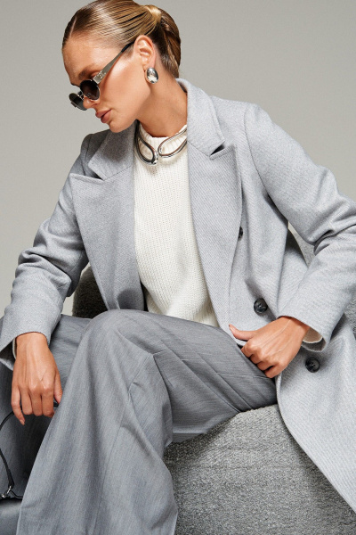 Пальто Beautiful&Free 7013 светло-серый_меланж - фото 21
