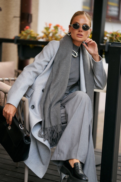 Пальто Beautiful&Free 7013 светло-серый_меланж - фото 15