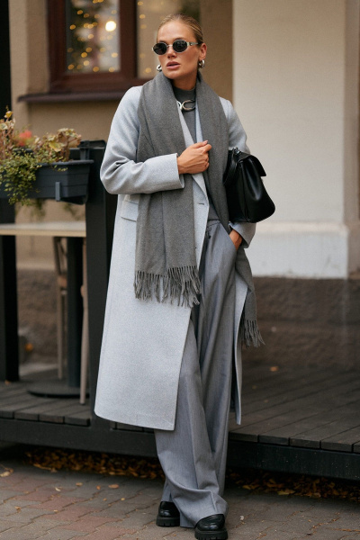 Пальто Beautiful&Free 7013 светло-серый_меланж - фото 13