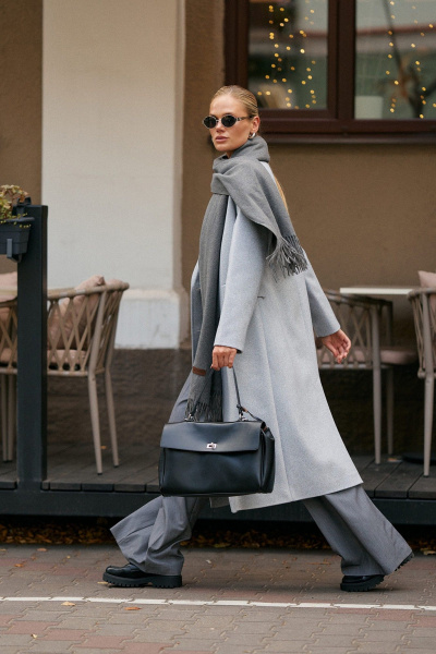 Пальто Beautiful&Free 7013 светло-серый_меланж - фото 9