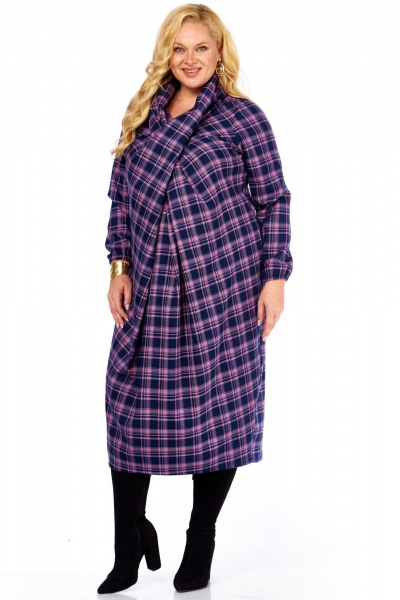 Платье Celentano lite 5058 сиреневая_клетка - фото 5