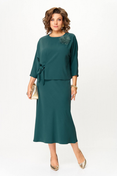 Блуза, юбка Slaviaelit 554 изумруд - фото 13