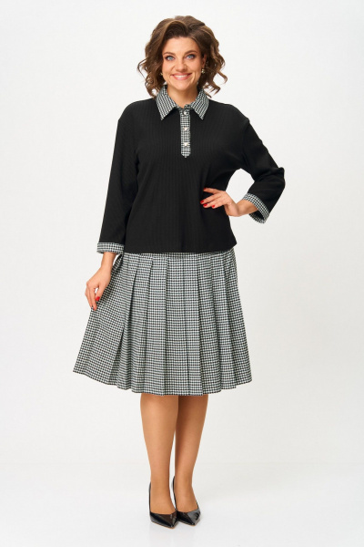Блуза, юбка Svetlana-Style 2134 черный-гусиная_лапка - фото 1