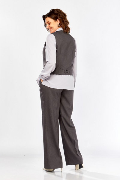 Блуза, брюки, жилет Ольга Стиль С-966 серый_полоска - фото 9