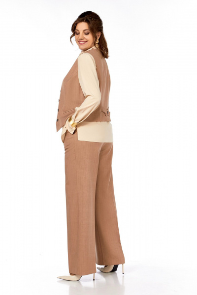 Блуза, брюки, жилет Ольга Стиль С-946 светло-коричневый - фото 9