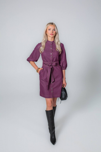 Платье MONA STYLE 24044/1 бордовый - фото 5