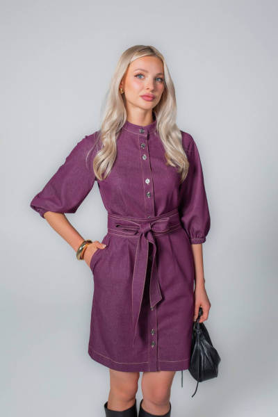 Платье MONA STYLE 24044/1 бордовый - фото 3