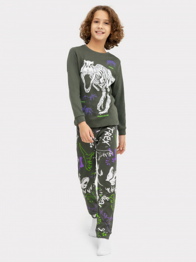 Брюки, джемпер Mark Formelle 563314/22/20285ПП-2 т.хаки_скелеты_на_т.хаки_3_сл_на_пол - фото 2