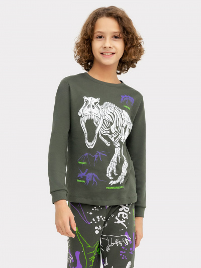 Брюки, джемпер Mark Formelle 563314/22/20285ПП-2 т.хаки_скелеты_на_т.хаки_3_сл_на_пол - фото 4