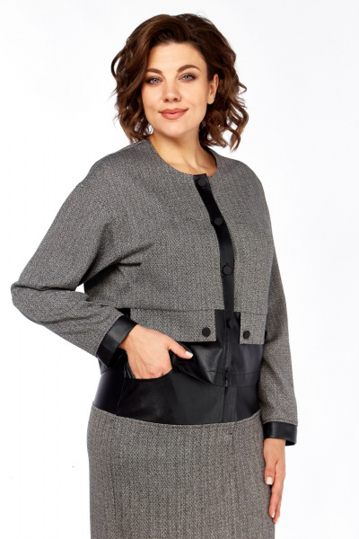 Жакет, юбка БагираАнТа 1061 черный-белый - фото 6