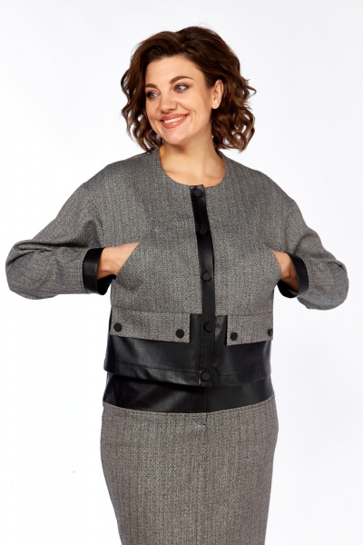 Жакет, юбка БагираАнТа 1061 черный-белый - фото 5