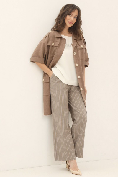 Блуза, брюки, кардиган Магия моды 1934 какао - фото 1