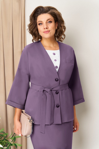 Блуза, жакет, юбка VOLNA 1428 лаванда - фото 3