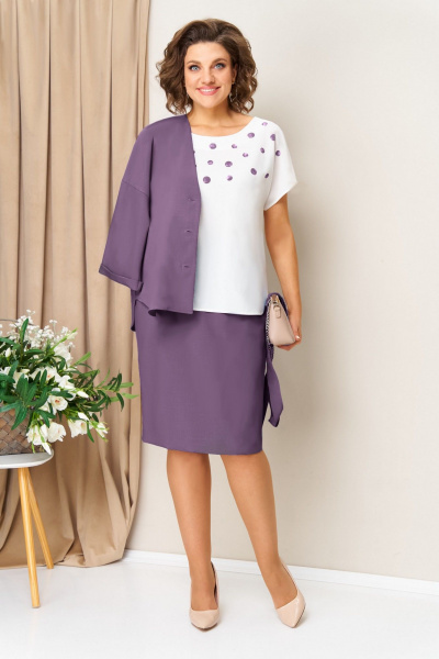 Блуза, жакет, юбка VOLNA 1428 лаванда - фото 2