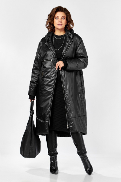 Стильное утепленное пальто в стиле бохо на молнии с капюшоном Lady Secret 5018/1 черный - фото 3