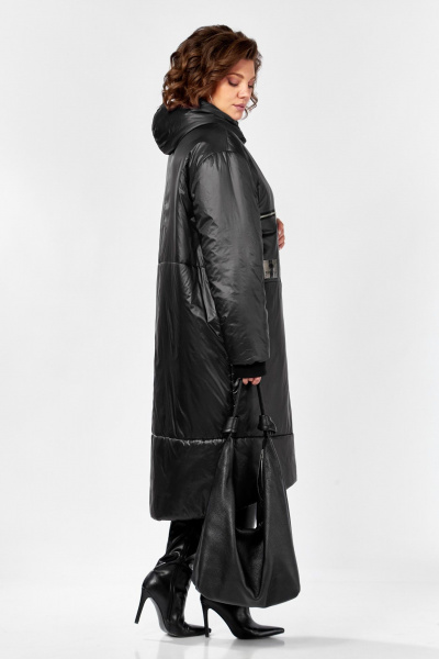 Стильное утепленное пальто в стиле бохо на молнии с капюшоном Lady Secret 5018/1 черный - фото 5