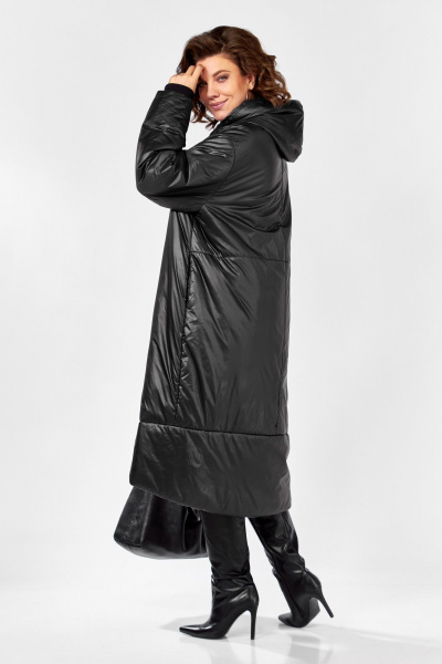 Стильное утепленное пальто в стиле бохо на молнии с капюшоном Lady Secret 5018/1 черный - фото 4