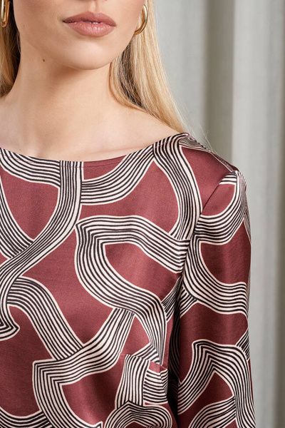 Блуза Nelva 22882 бордовый принт - фото 3