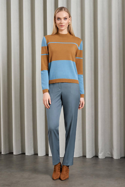 Джемпер Nelva 22957 бежево-голубой - фото 1