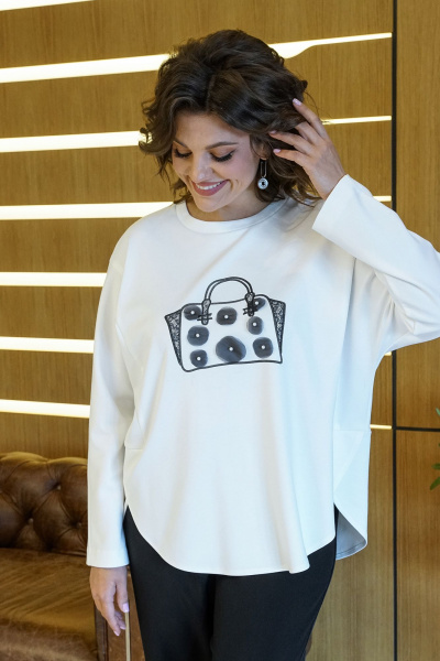 Блуза, брюки Alani Collection 2418 молоко-черный - фото 8