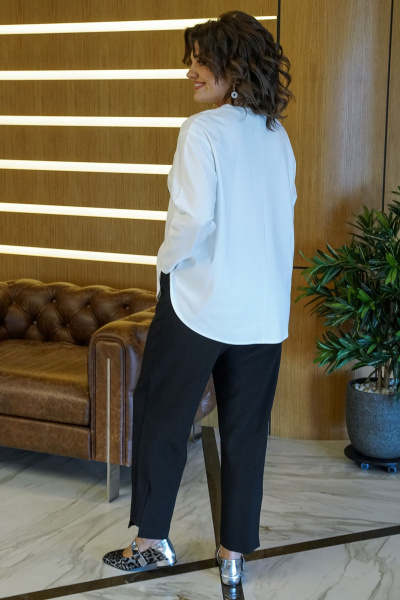 Блуза, брюки Alani Collection 2418 молоко-черный - фото 6