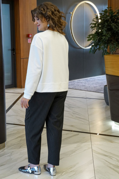 Блуза, брюки Alani Collection 2413 молоко-черный - фото 7