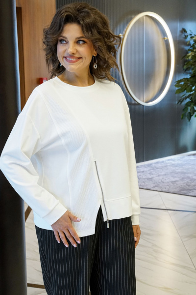 Блуза, брюки Alani Collection 2413 молоко-черный - фото 3