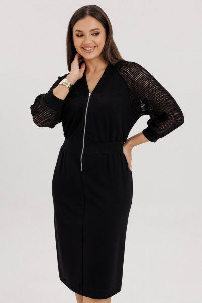 Платье реглан с V-вырезом и эластичным поясом в стиле casual Fantazia Mod 4931 - фото 5