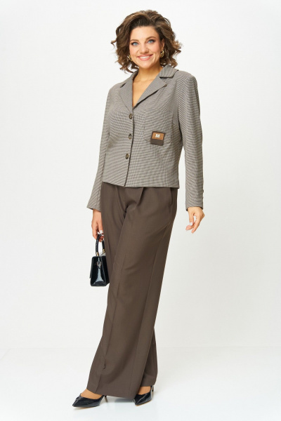 Брюки, жакет Aira Style 24238 шоколадный - фото 12