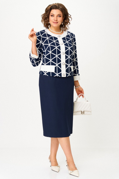 Жакет, юбка Aira Style 24128 сине-белый - фото 14