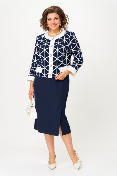 Жакет, юбка Aira Style 24128 сине-белый - фото 11