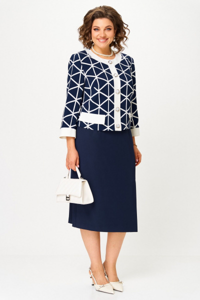 Жакет, юбка Aira Style 24128 сине-белый - фото 10